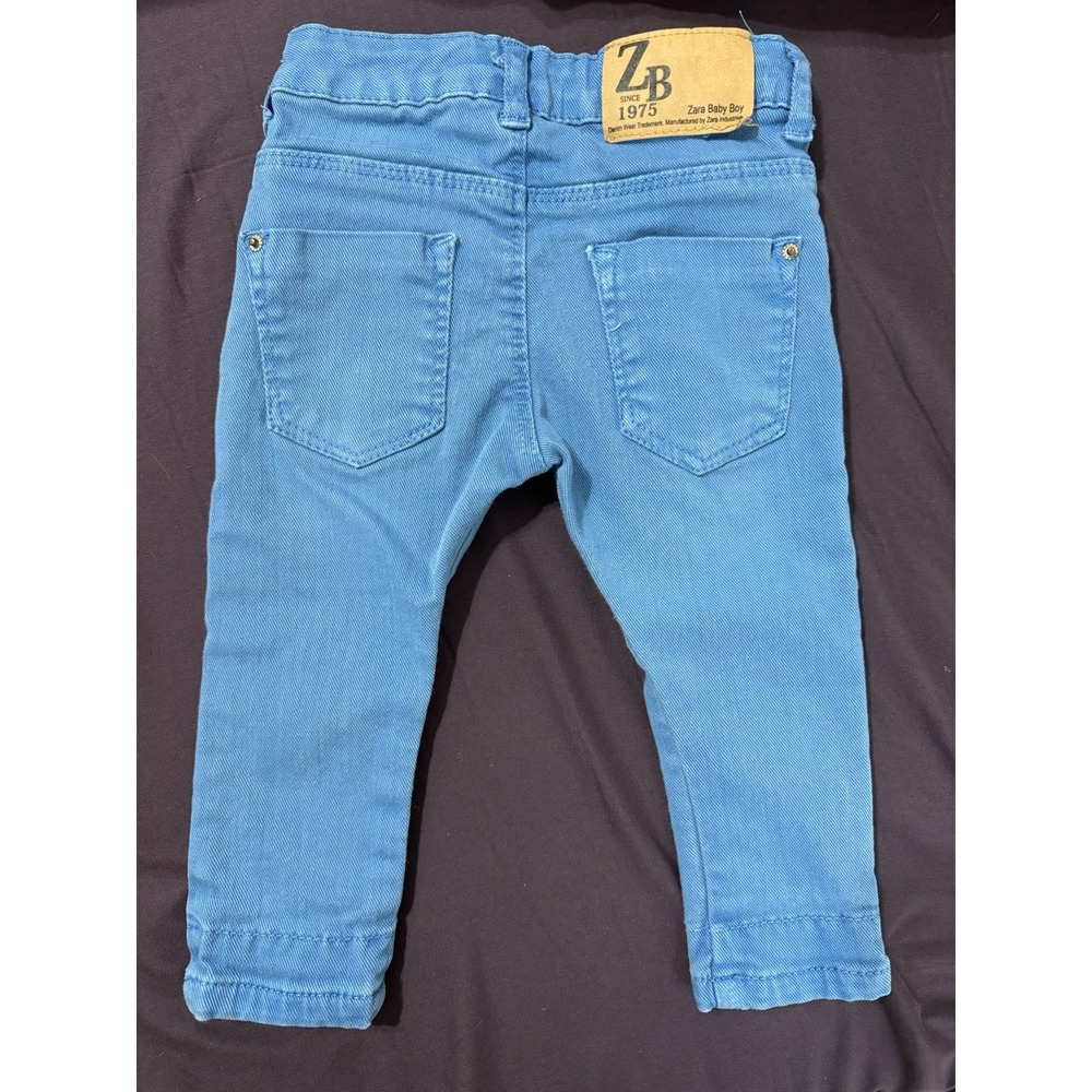 Zara Baby Boy 6-9M Blue Jeans Adjustable Waist Skinny - Picture 2 of 5